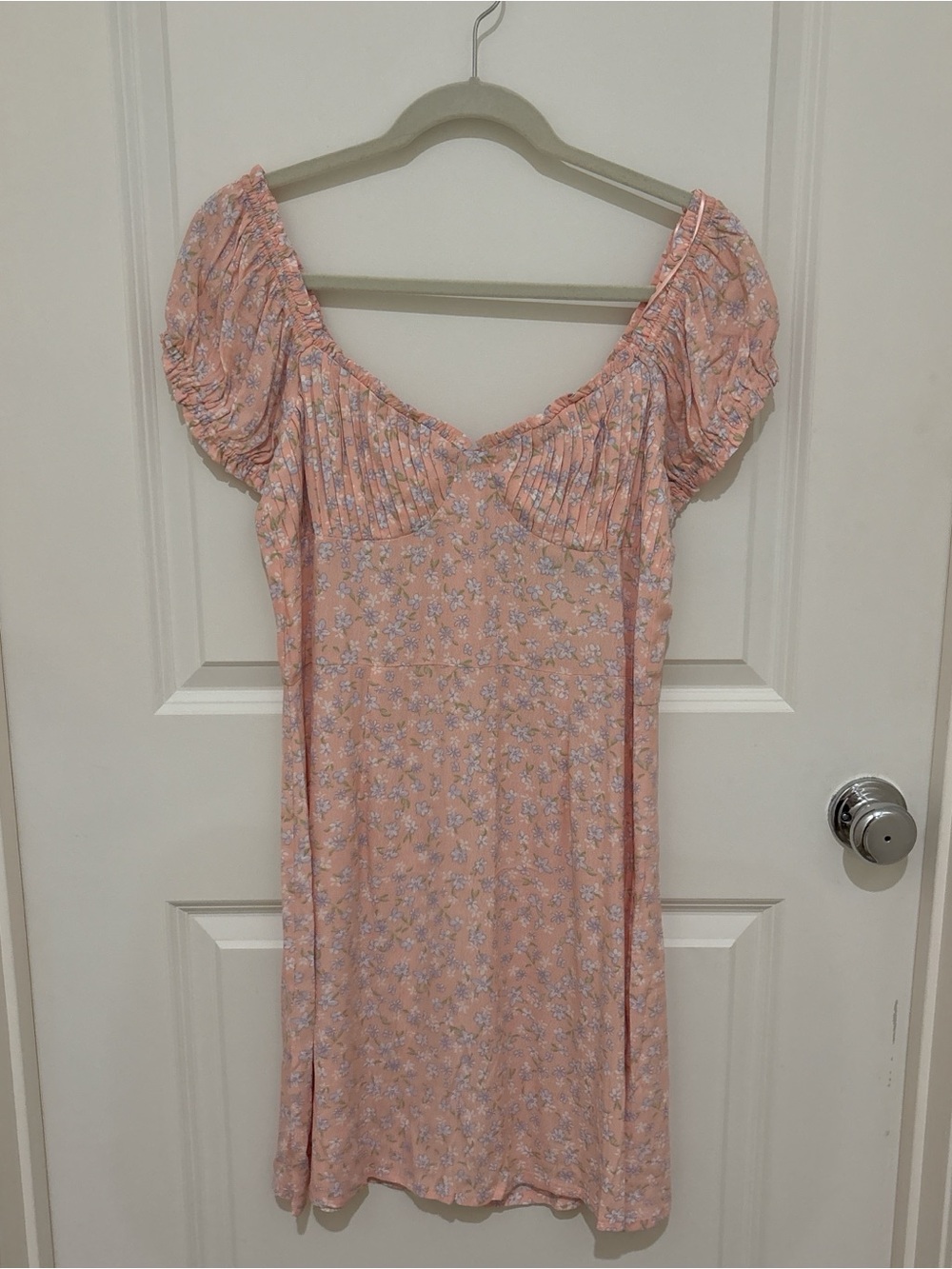 Elodie Peachy Pink and Lavender Floral Ruffle Dress